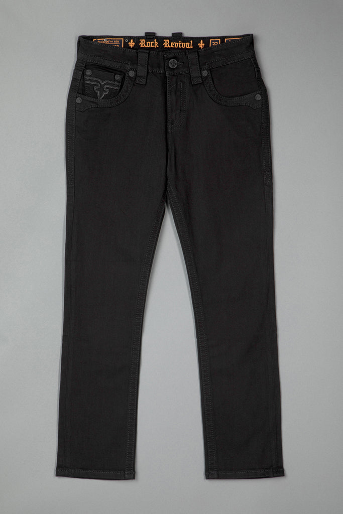 Rock Revival Arther Alt Straight Jeans – Black, flat front view