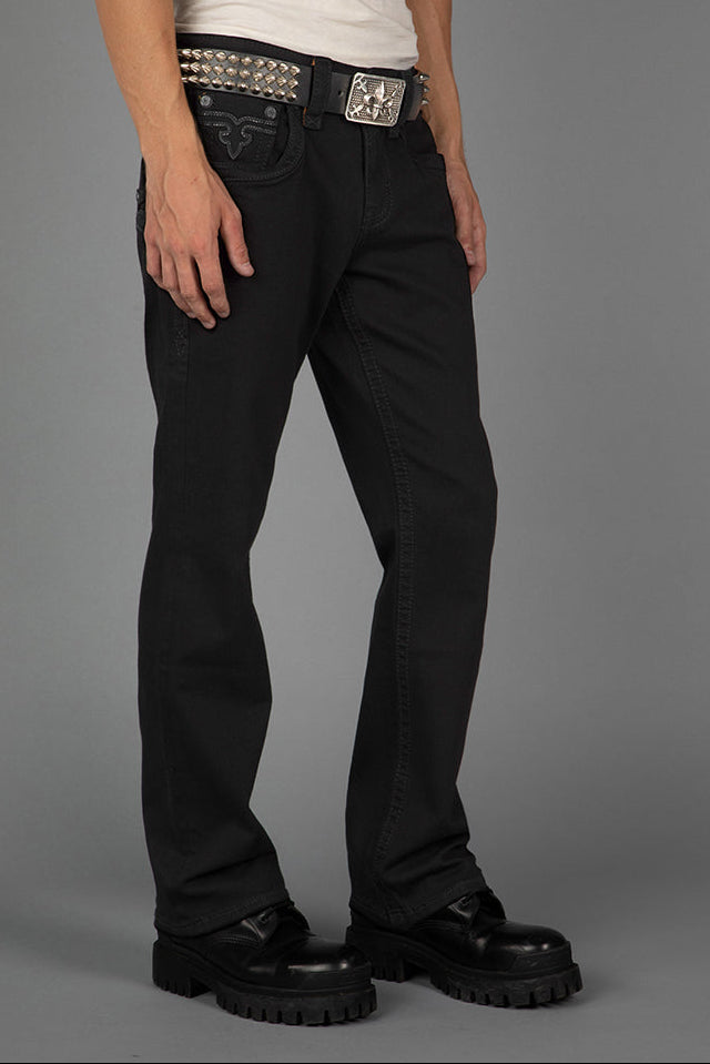 Rock Revival Arther Bootcut Jeans – Black/Black, side view
