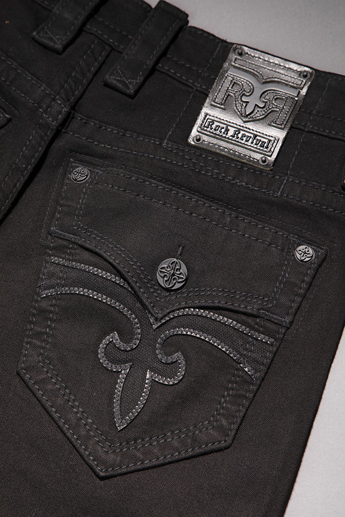Rock Revival Arther Bootcut Jeans – Black/Black, pocket view