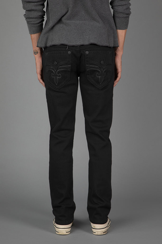 Rock Revival Arther Straight Jeans – Black on Black, back view