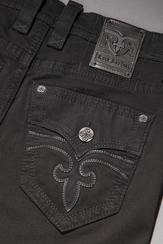 Rock Revival Arther Straight Jeans – Black on Black, pocket view