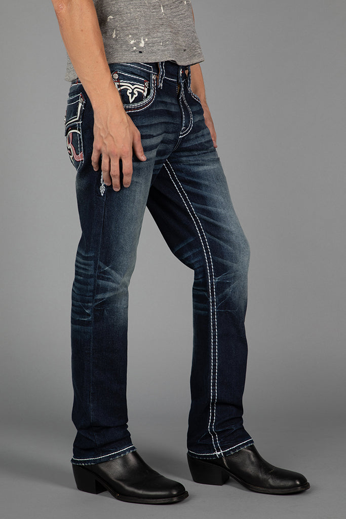 Rock Revival Zinfandel Straight Jeans – Dark Blue, side view