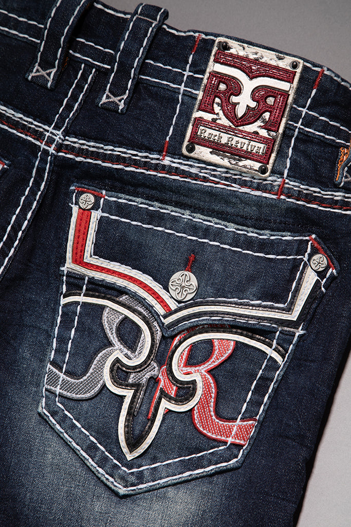 Rock Revival Zinfandel Straight Jeans – Dark Blue, pocket view