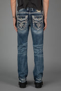 Rock Revival Foliage Bootcut Jeans in medium wash, back view