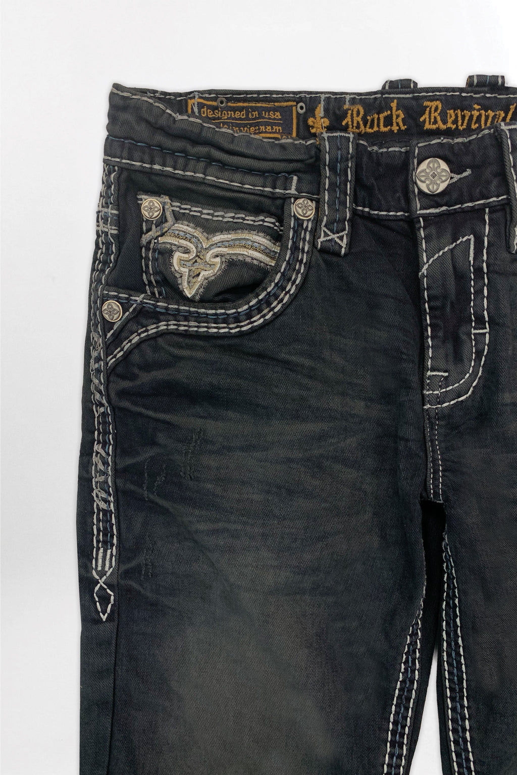 Rock Revival Joe Alt Straight Jeans – Overdyed Charcoal, coin pocket