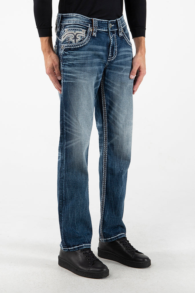 Rock Revival Tabby Straight Jeans – Dark Indigo, side view