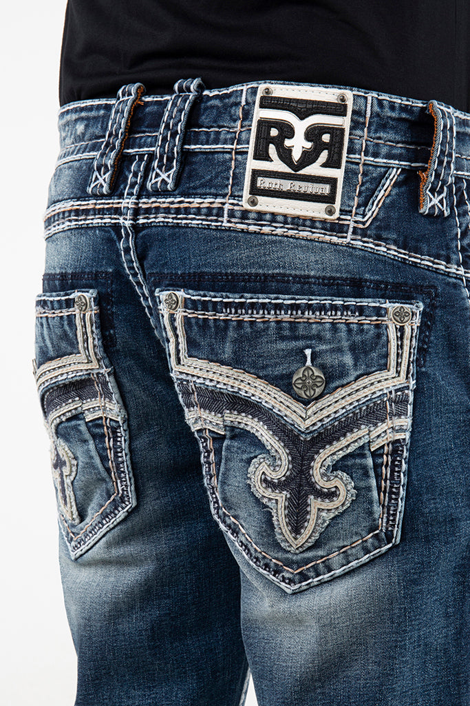 Rock Revival Tabby Straight Jeans – Dark Indigo, pocket view