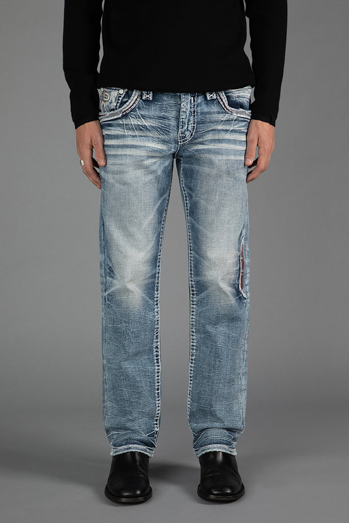 Rock Revival Skye Straight Jeans in Light Blue – front view