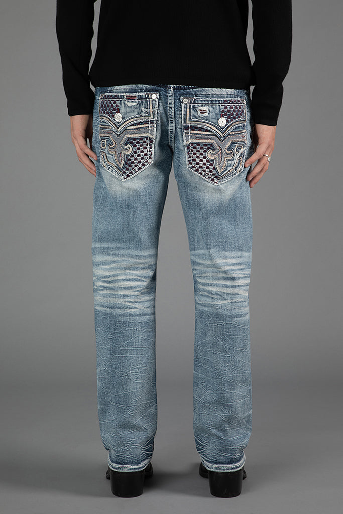 Rock Revival Skye Straight Jeans in Light Blue – back view