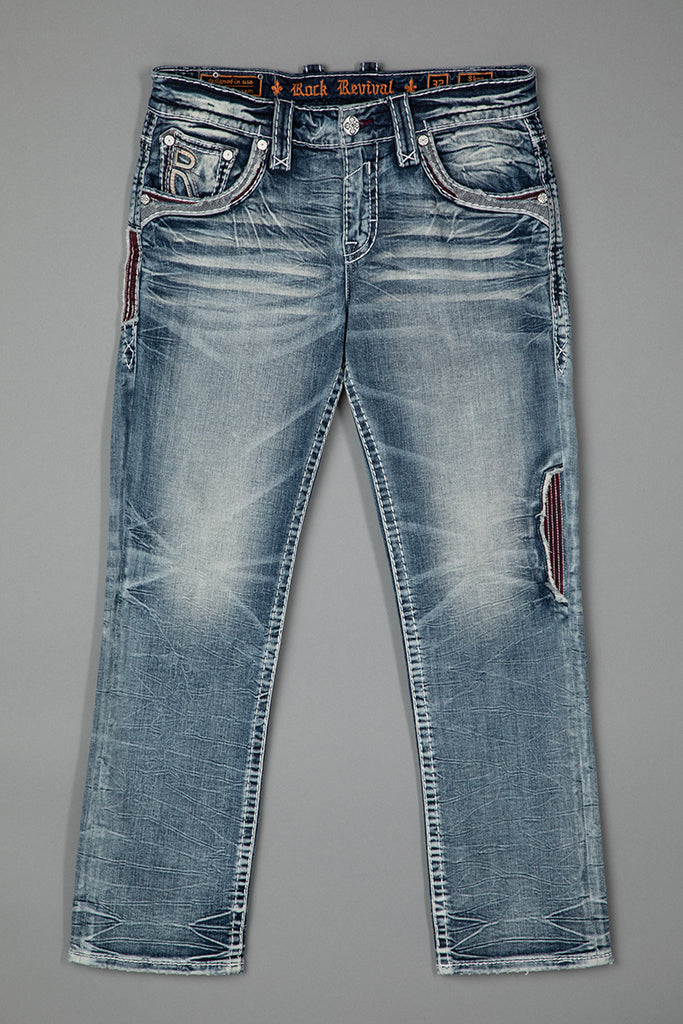 Rock Revival Skye Straight Jeans in Light Blue – flat front view