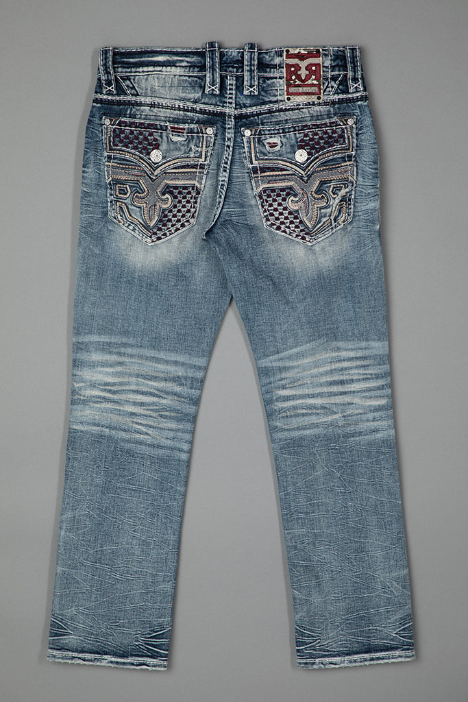 Rock Revival Skye Straight Jeans in Light Blue – flat back view