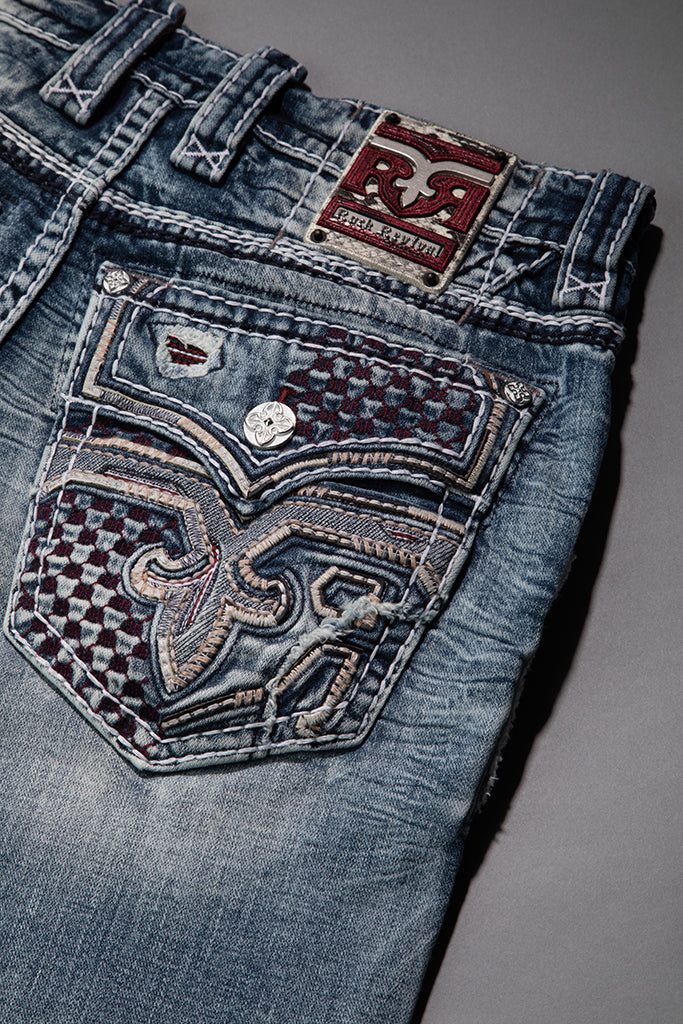 Rock Revival Skye Straight Jeans in Light Blue – back pocket embroidery