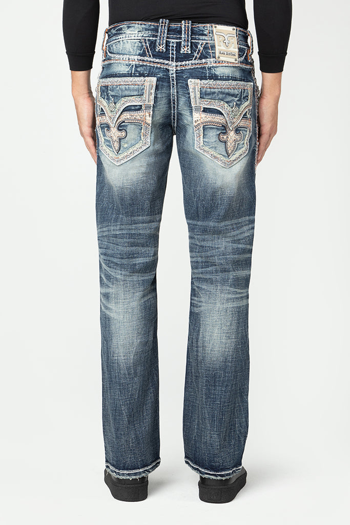 Rock Revival Zaid Bootcut Jeans – Dark Blue, back view