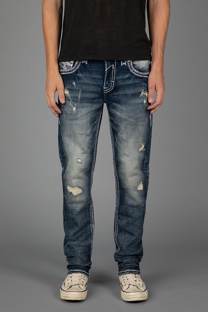 Rock Revival Meyrick Alt Straight Jeans – Dark Wash, front view