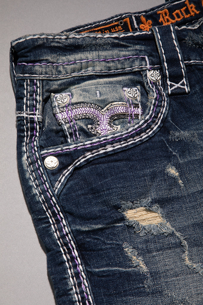 Rock Revival Meyrick Alt Straight Jeans – Dark Wash, front pocket view