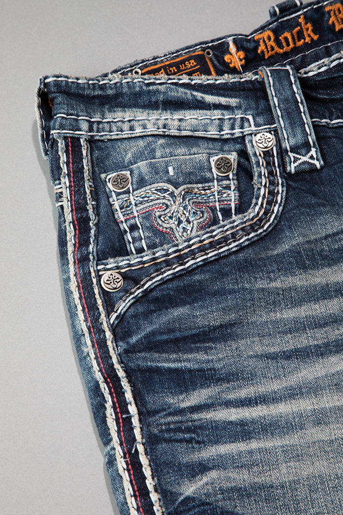 Rock Revival Mckay Straight Jeans – Medium Blue, front pocket view