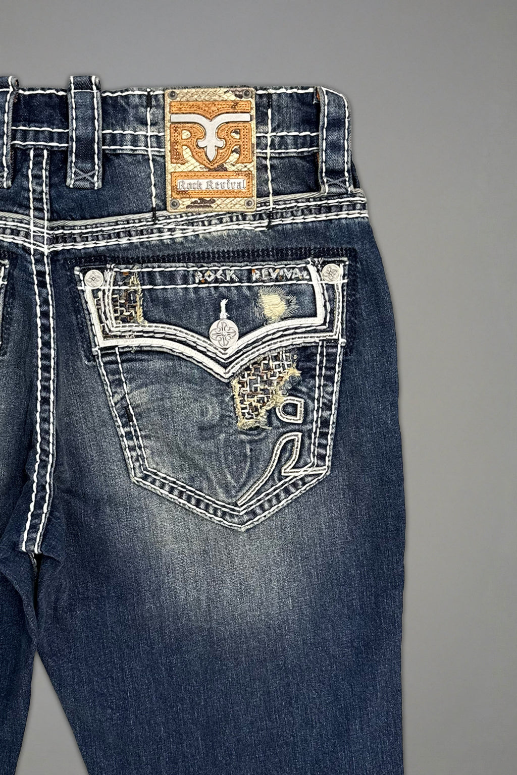 Rock Revival Mckay Straight Jeans – Dark Blue, back pocket