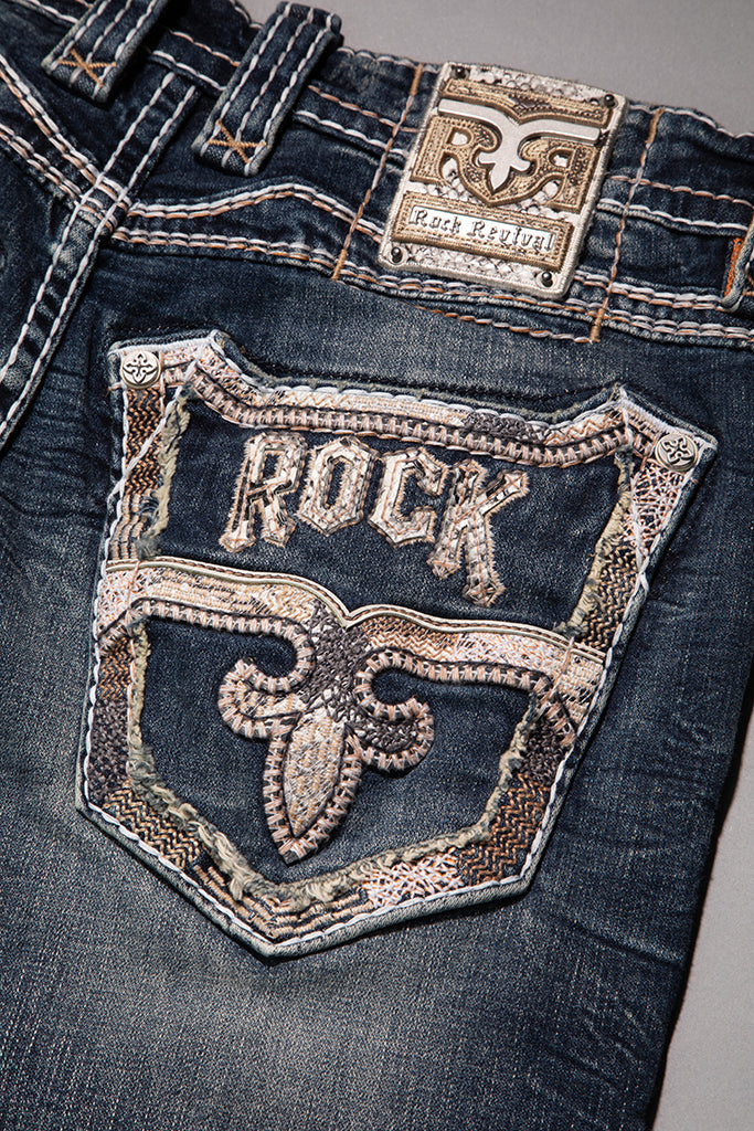 Rock Revival Kylan Straight Jeans – Dark Wash, pocket view