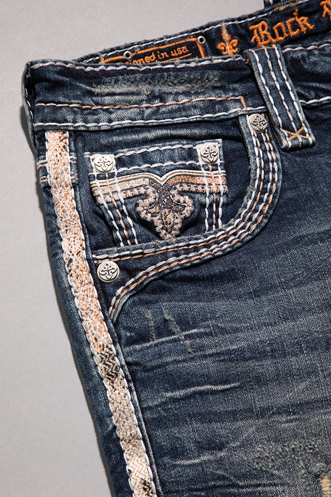 Rock Revival Kylan Straight Jeans – Dark Wash, front pocket view