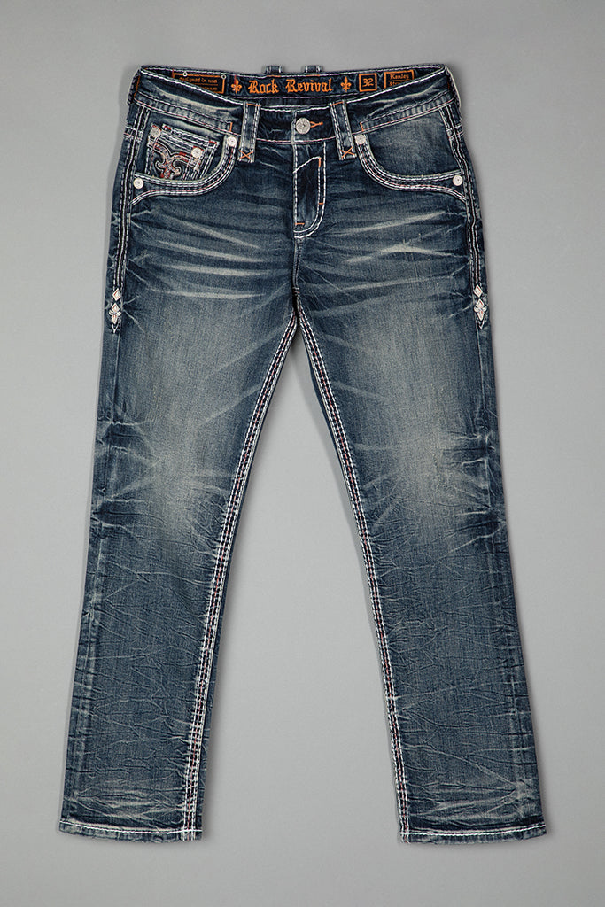 Rock Revival Kenley Straight Jeans – Medium Wash, flat front view
