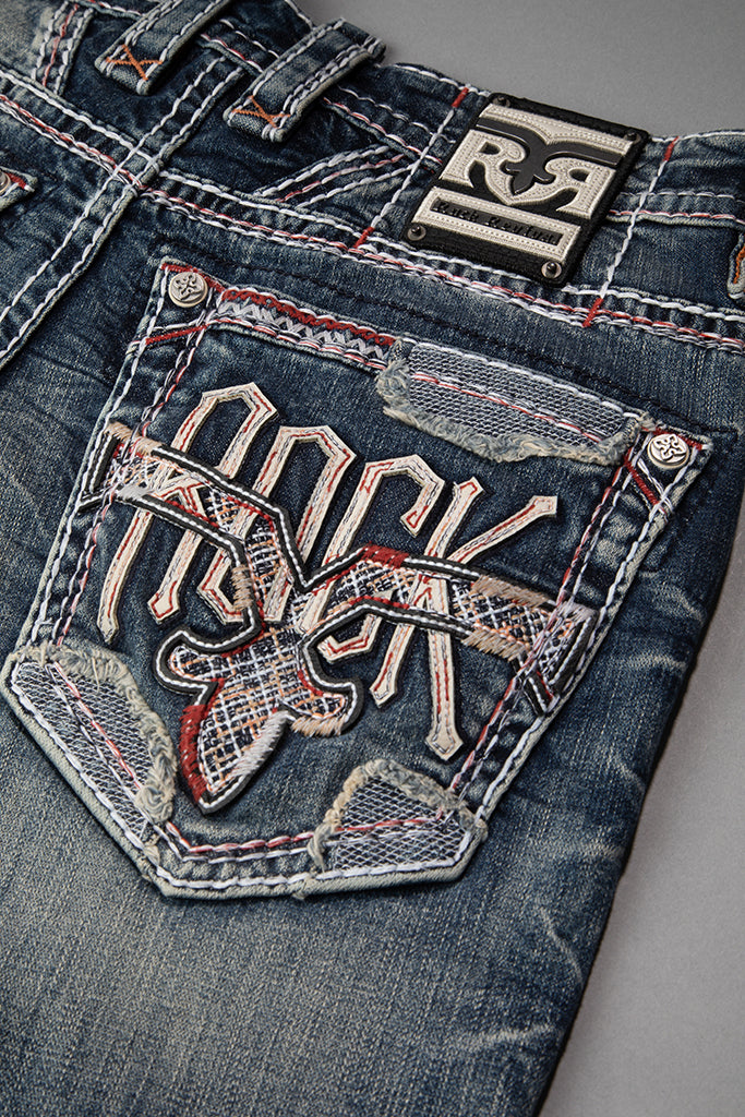 Rock Revival Kenley Straight Jeans – Medium Wash, pocket view