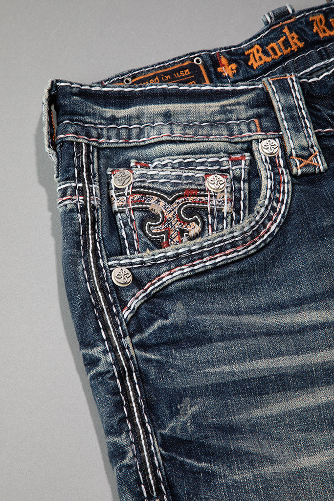Rock Revival Kenley Straight Jeans – Medium Wash, front pocket view