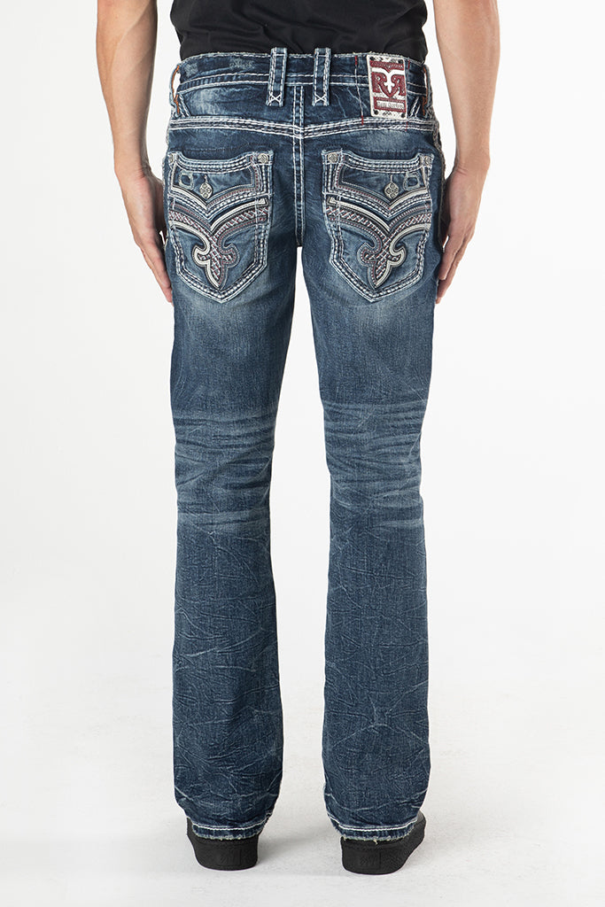 Rock Revival Marquis Bootcut Jeans – Dark Blue, back view