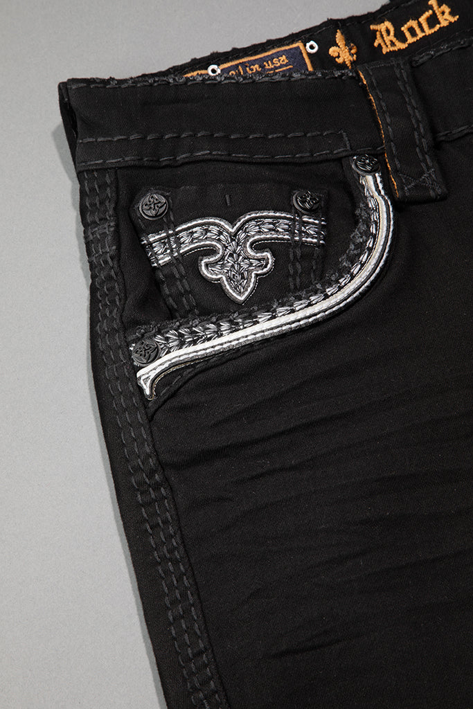 Rock Revival Malcolm Straight Jeans – Black, front pocket view