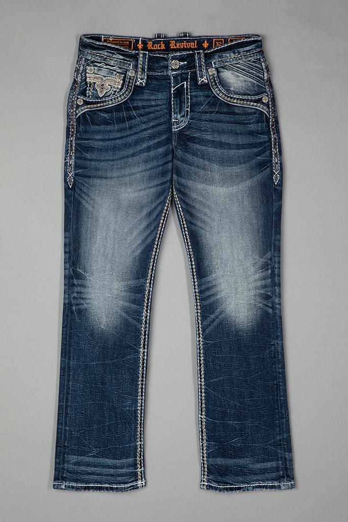 Rock Revival Jared Bootcut Jeans in Medium Wash – flat front view