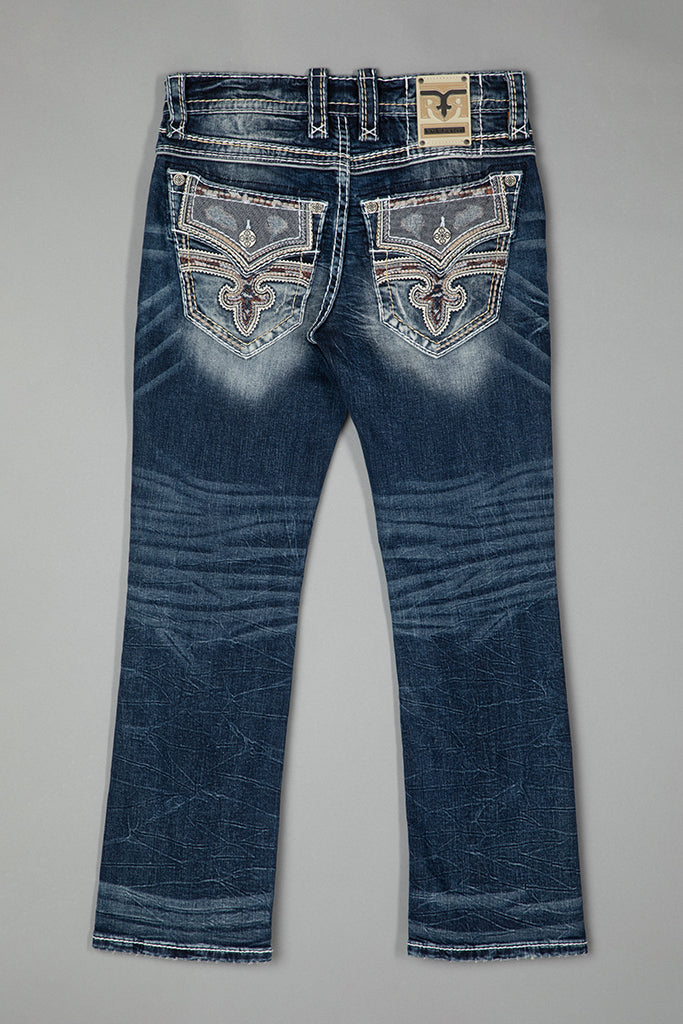 Rock Revival Jared Bootcut Jeans in Medium Wash – flat back view