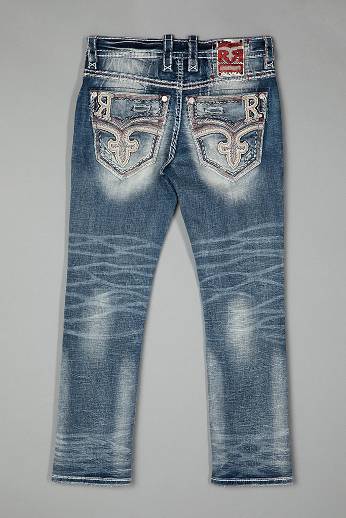 Rock Revival Jakub Straight Jeans – Medium Wash, flat back view