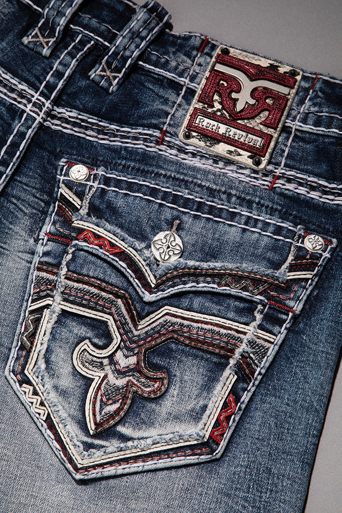 Rock Revival Matteo Bootcut Jeans – Medium Blue, pocket view