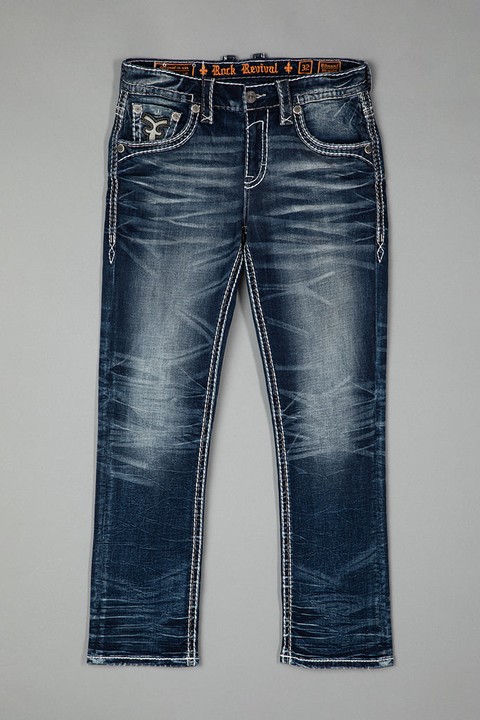 Rock Revival Edmund Straight Jeans – Medium Wash, flat front view