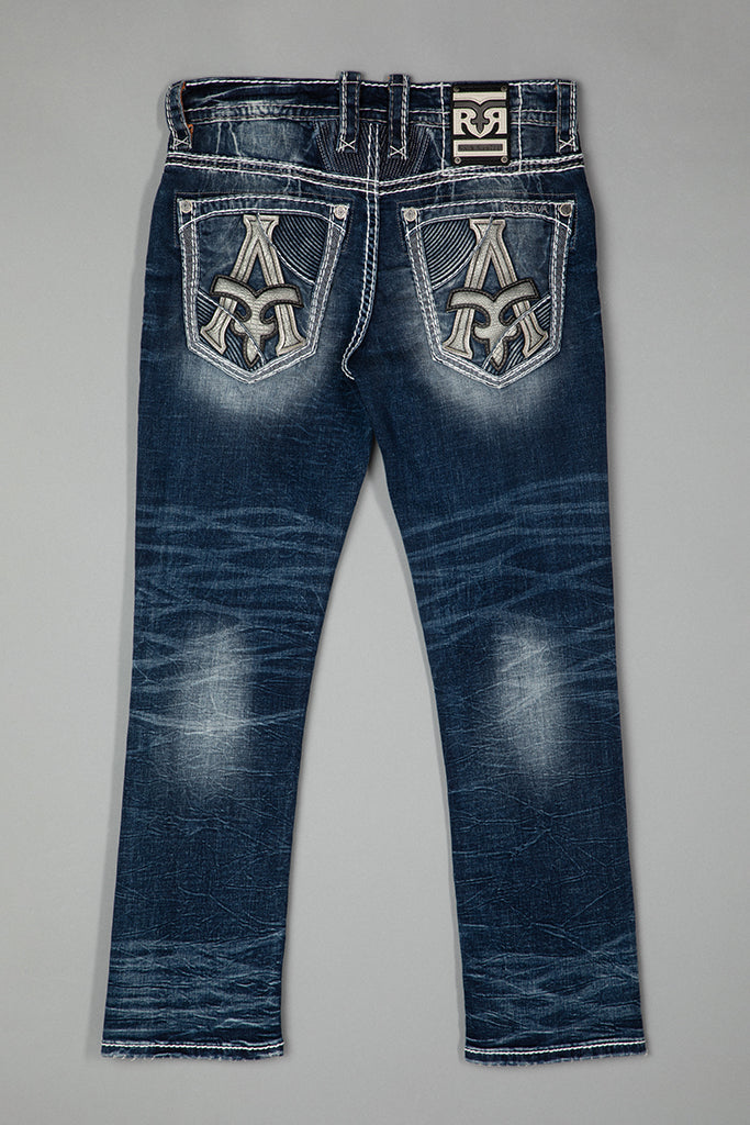 Rock Revival Edmund Straight Jeans – Medium Wash, flat back view