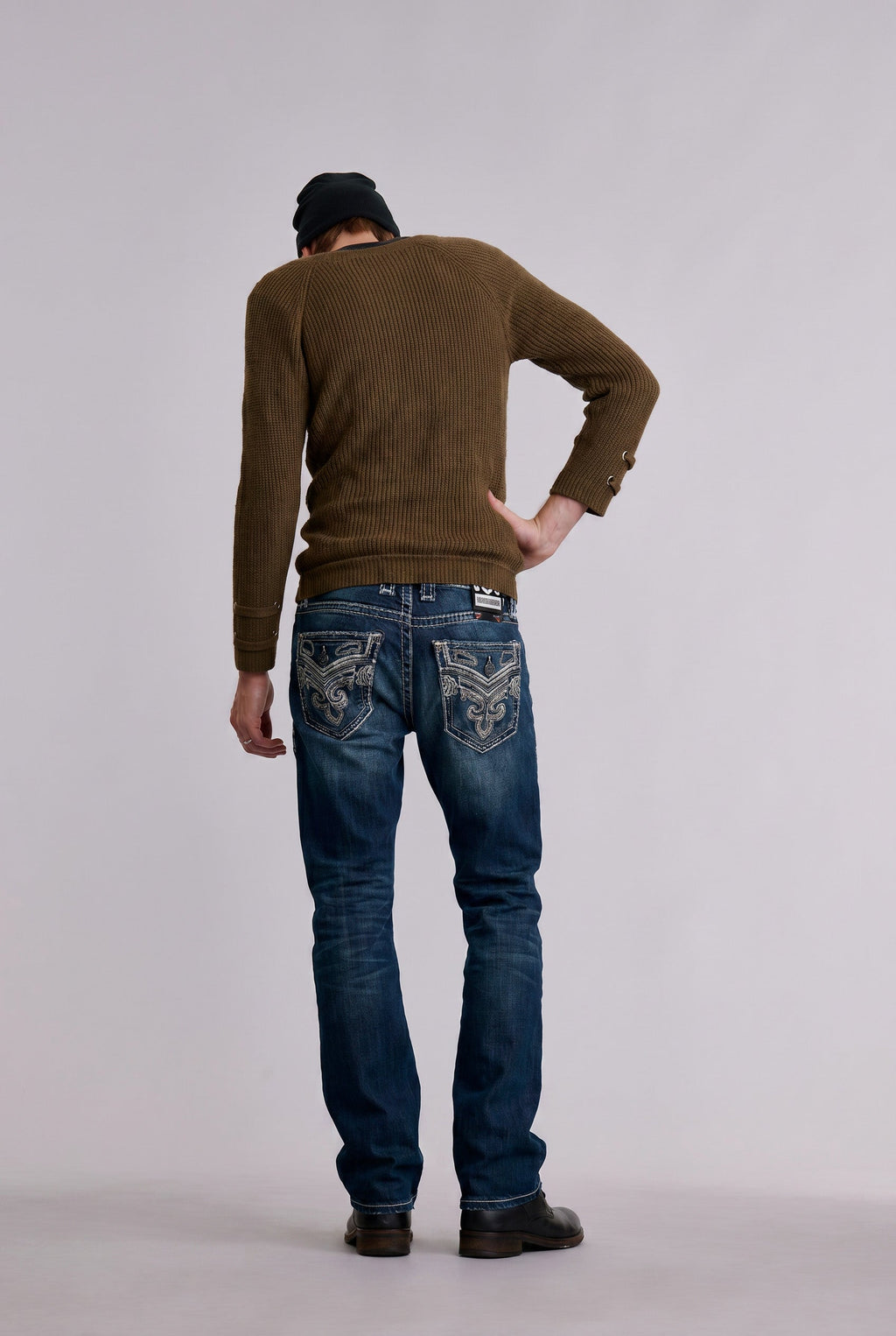 Rock Revival Braylon Bootcut Jeans – Medium Indigo, back view