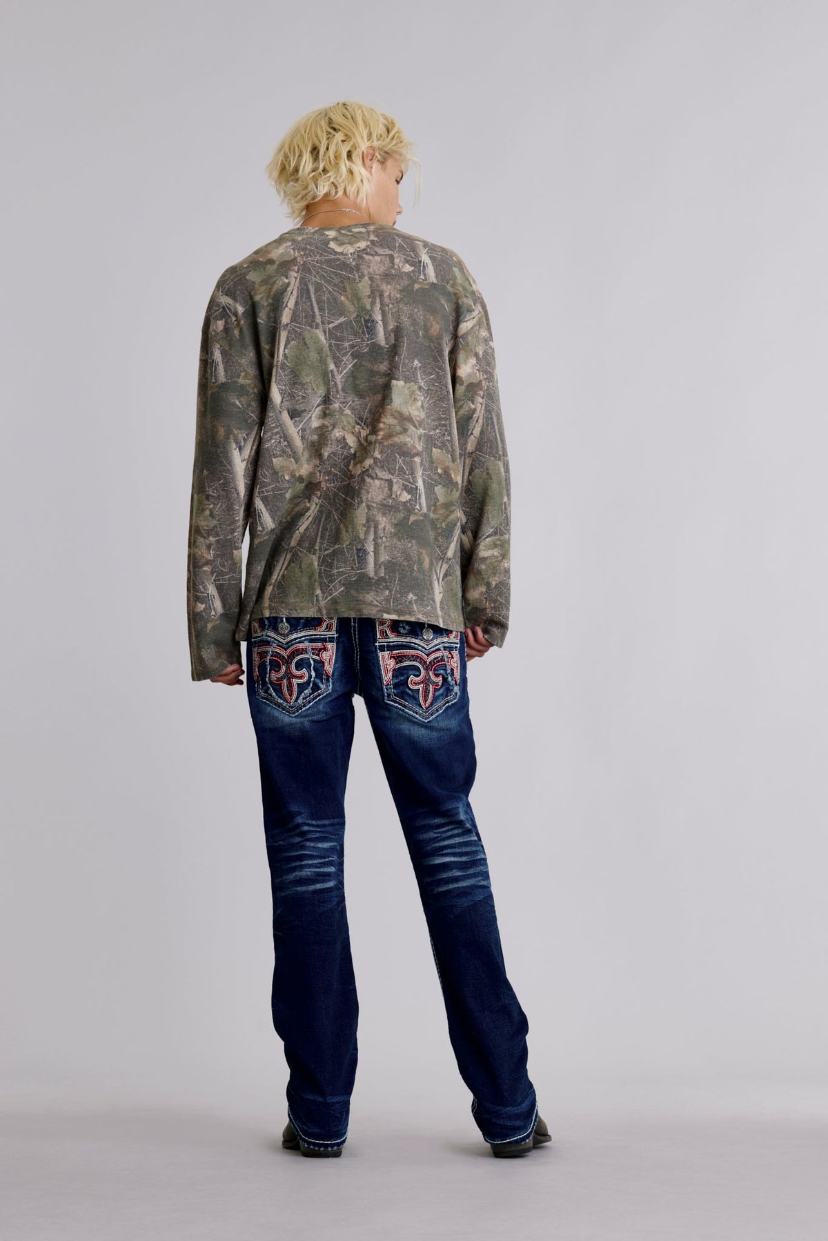 Rock Revival Jim Straight Jeans – Dark Wash, back view
