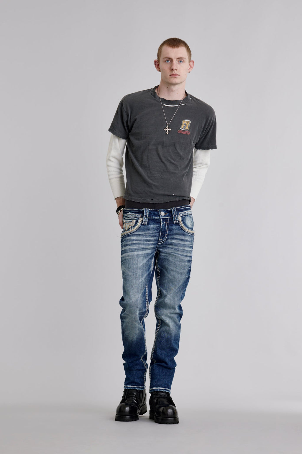 Rock Revival Jerret Straight Jeans in Medium Blue