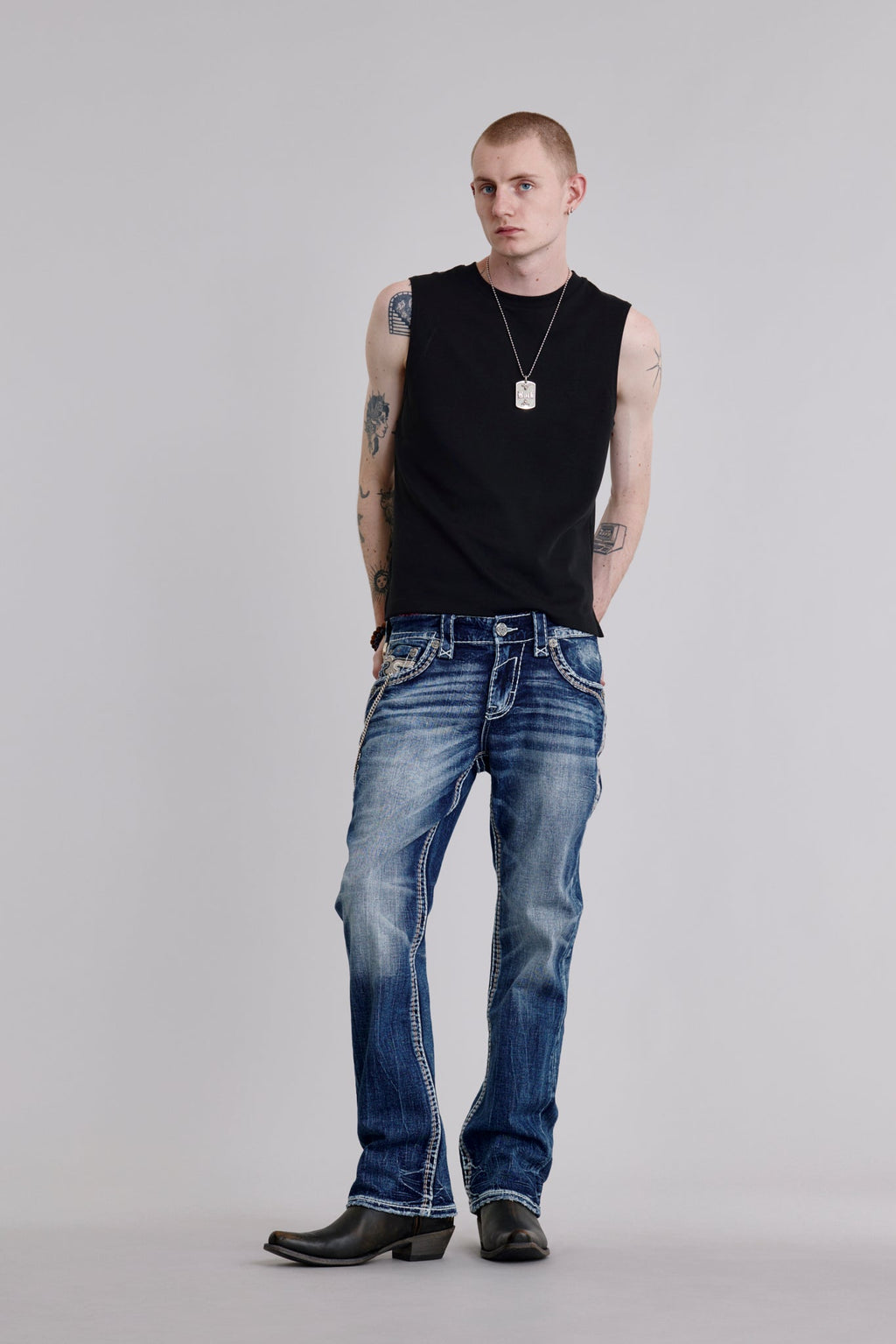Rock Revival Finnley Bootcut Jeans – Medium Indigo
