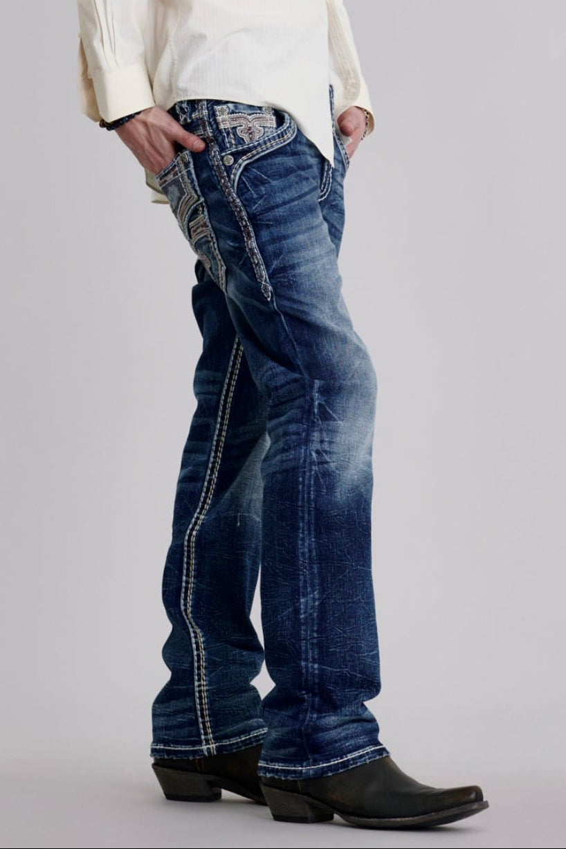 Rock Revival Jared Bootcut Jeans in Medium Wash – on model, image 2