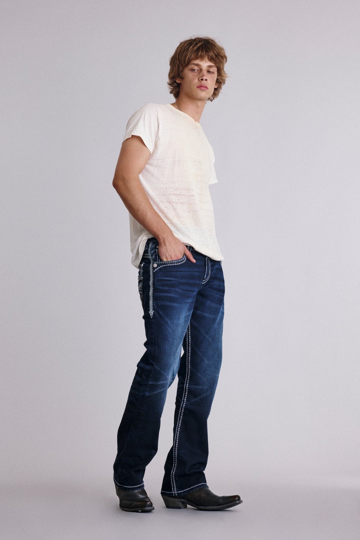 Rock Revival Karter Bootcut Jeans – Dark Wash