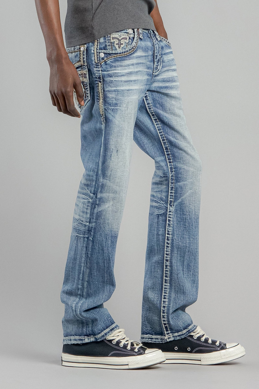 Rock Revival Andrew Bootcut Jeans in Medium Blue – image 2 of 5