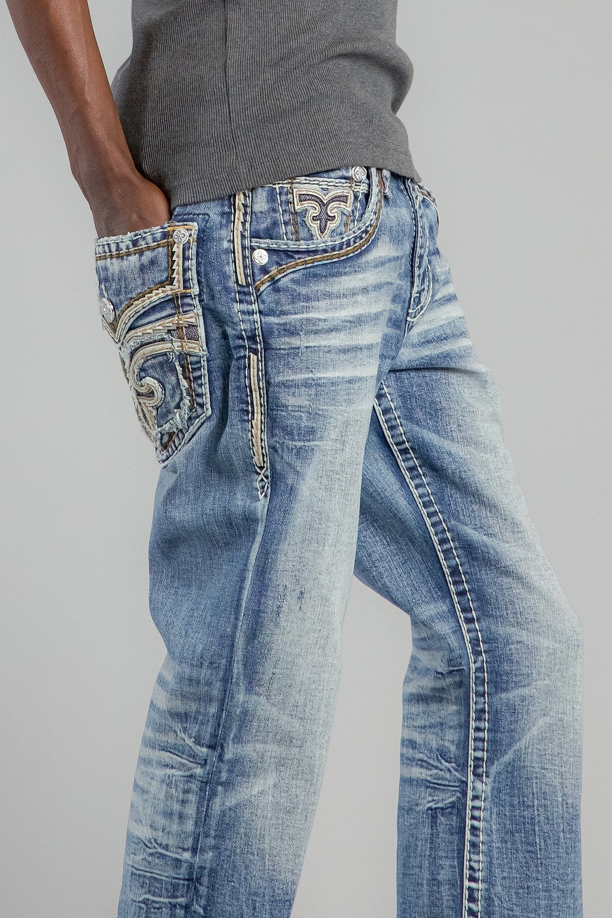 Rock Revival Andrew Bootcut Jeans in Medium Blue – image 3 of 5