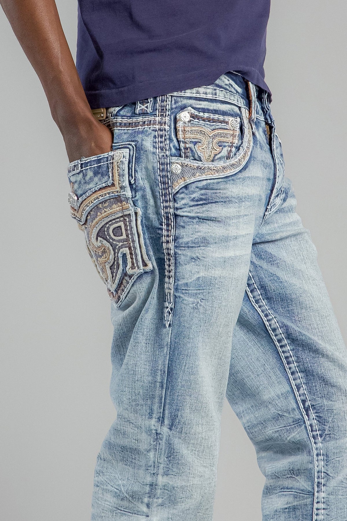 Rock Revival Baxter Bootcut Jeans in Light Blue – image 4 of 5