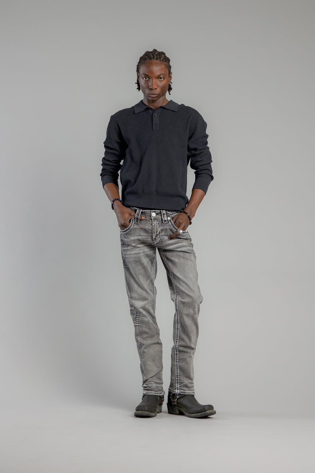 Rock Revival Jailin Straight Jeans – Dark Gray