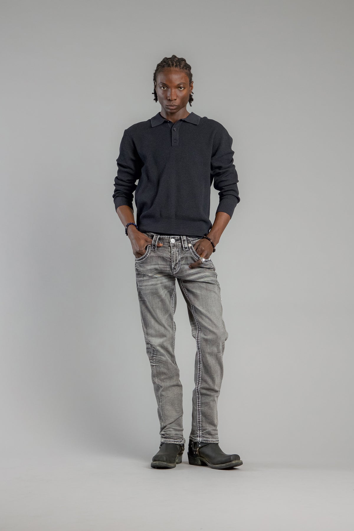Rock Revival Jailin Straight Jeans – Dark Gray
