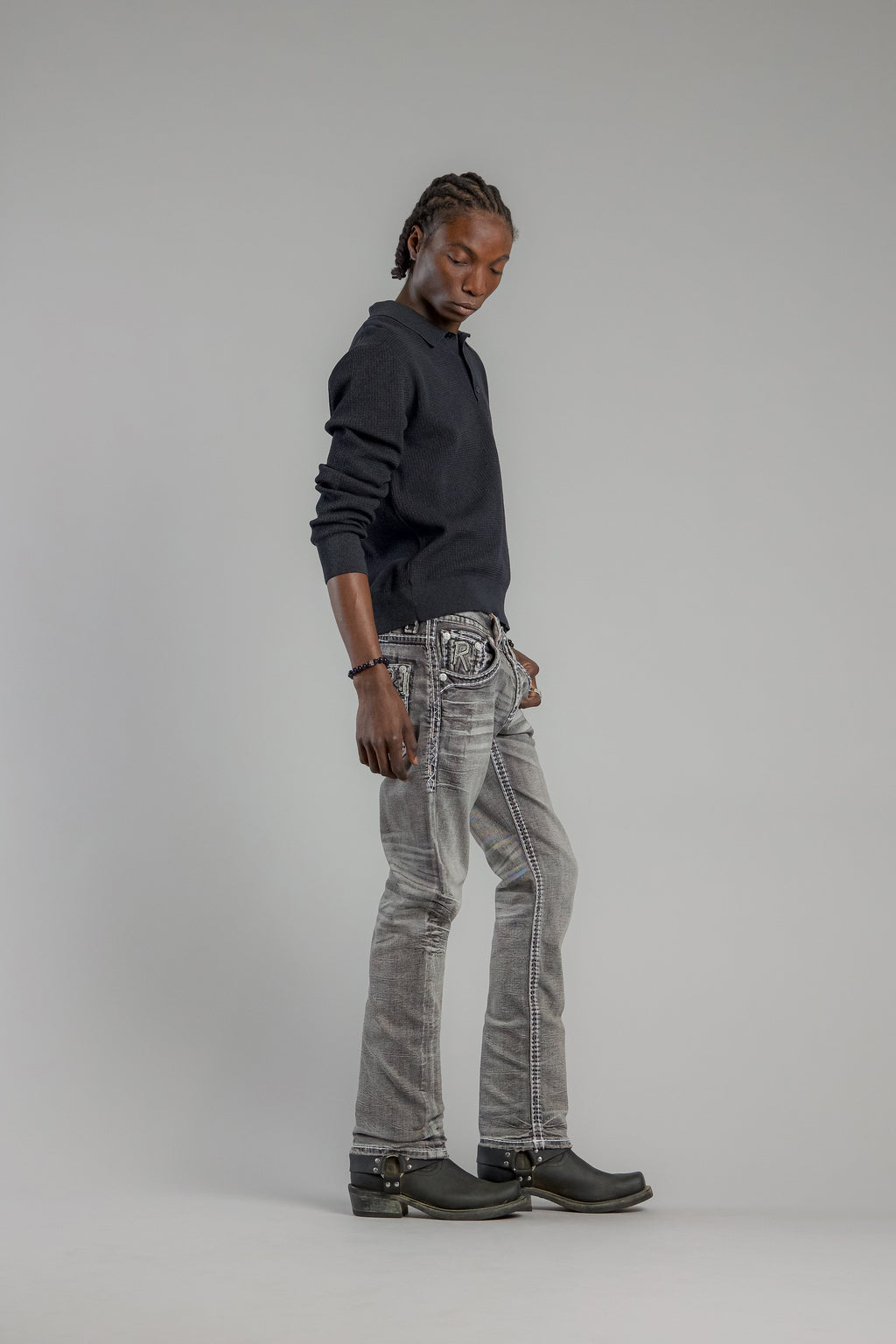 Rock Revival Jailin Straight Jeans – Dark Gray