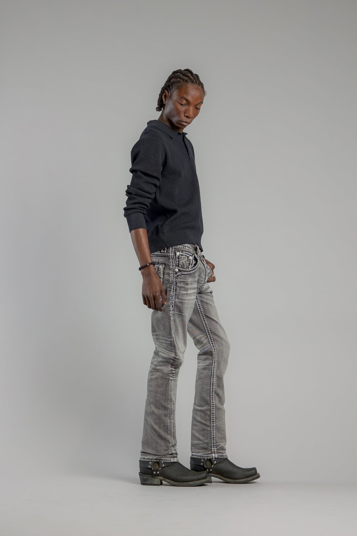 Rock Revival Jailin Straight Jeans – Dark Gray
