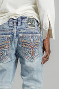Rock Revival Justice Straight Jeans in Light Blue, front view