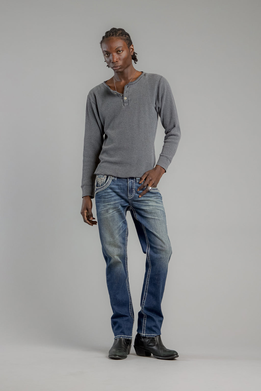 Rock Revival Mckay Straight Jeans – Dark Blue