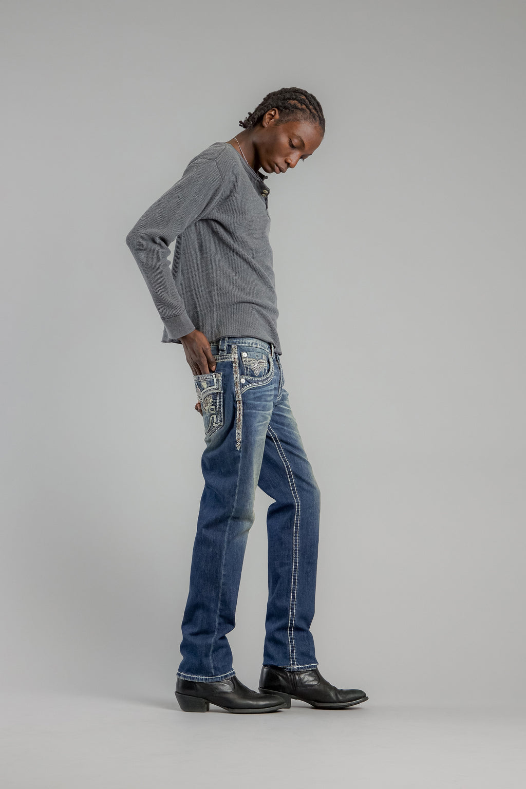 Rock Revival Mckay Straight Jeans – Dark Blue